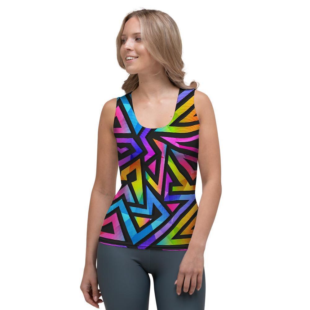 Rainbow Geometric Abstract Women's Tank Top-grizzshop