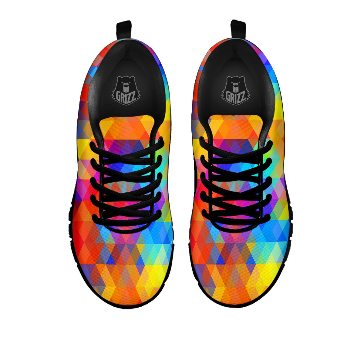 Rainbow Geometric Print Pattern Black Sneaker-grizzshop