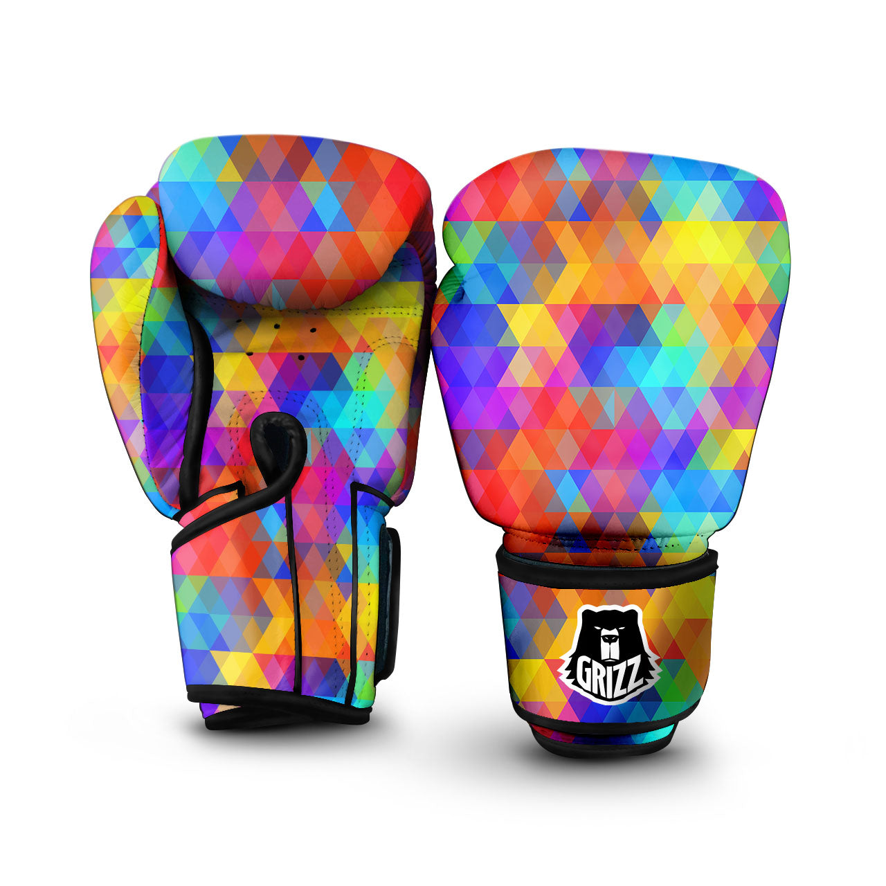 Rainbow Geometric Print Pattern Boxing Gloves-grizzshop