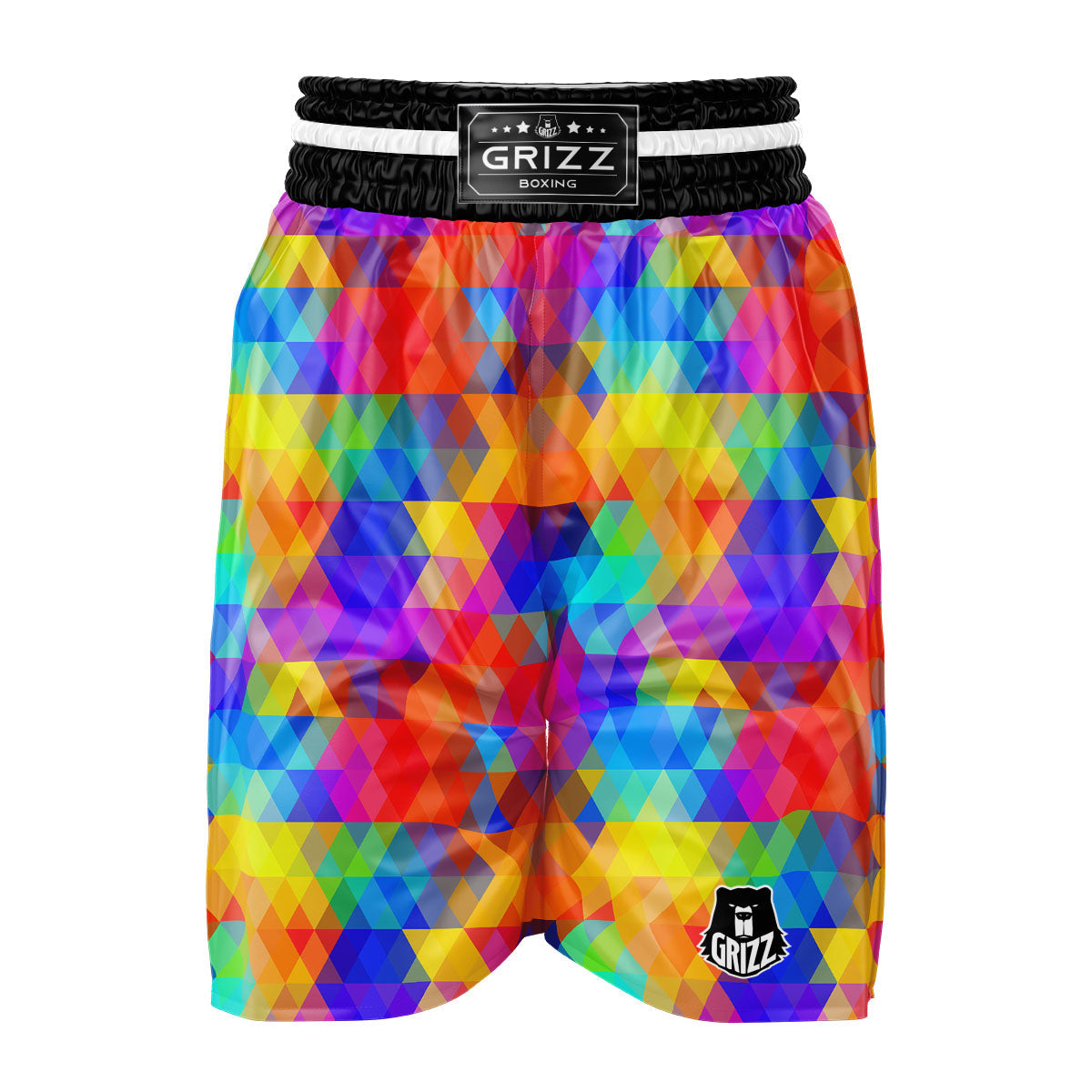 Rainbow Geometric Print Pattern Boxing Shorts-grizzshop