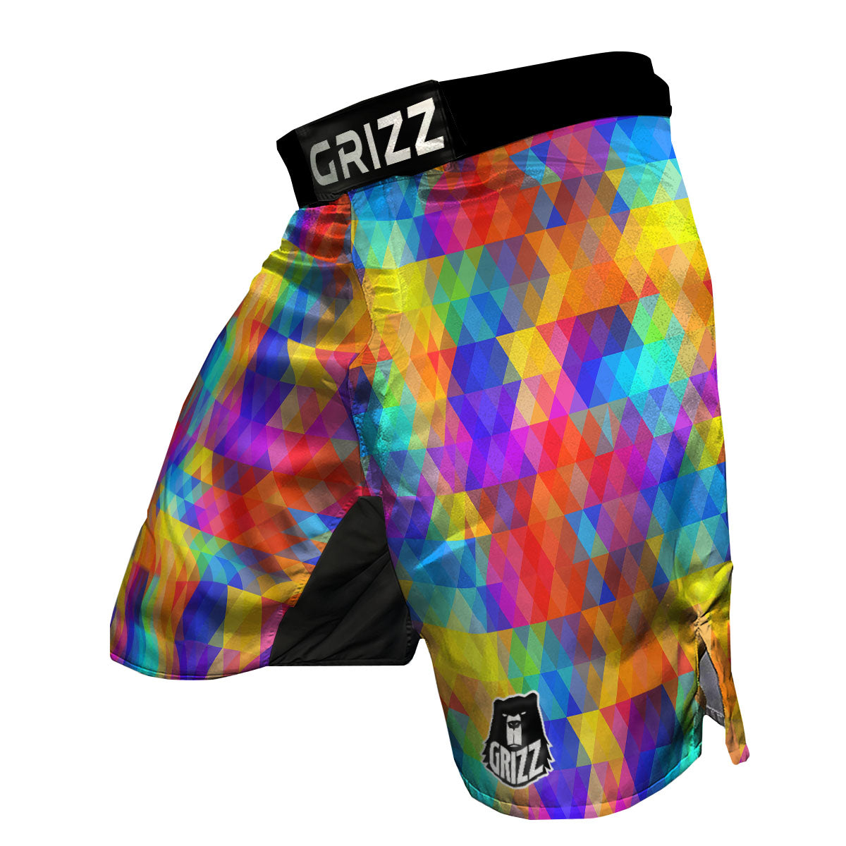 Rainbow Geometric Print Pattern MMA Shorts-grizzshop