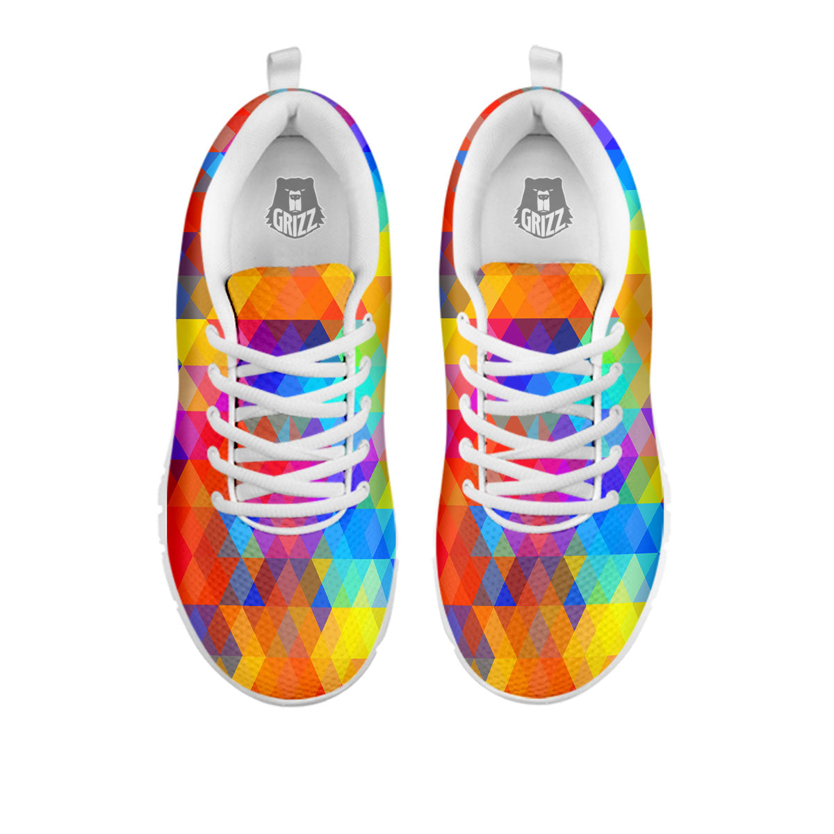 Rainbow Geometric Print Pattern White Sneaker-grizzshop
