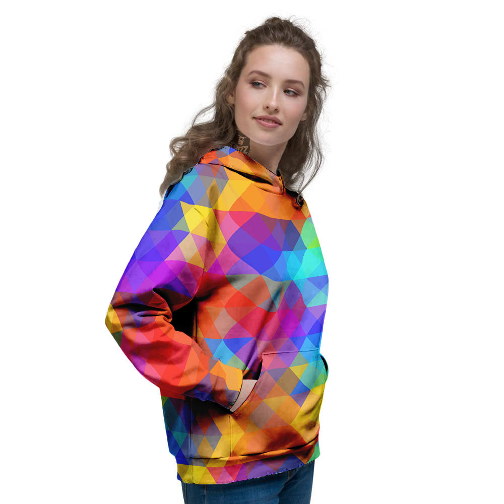 Rainbow Geometric Print Pattern Women's Hoodie-grizzshop