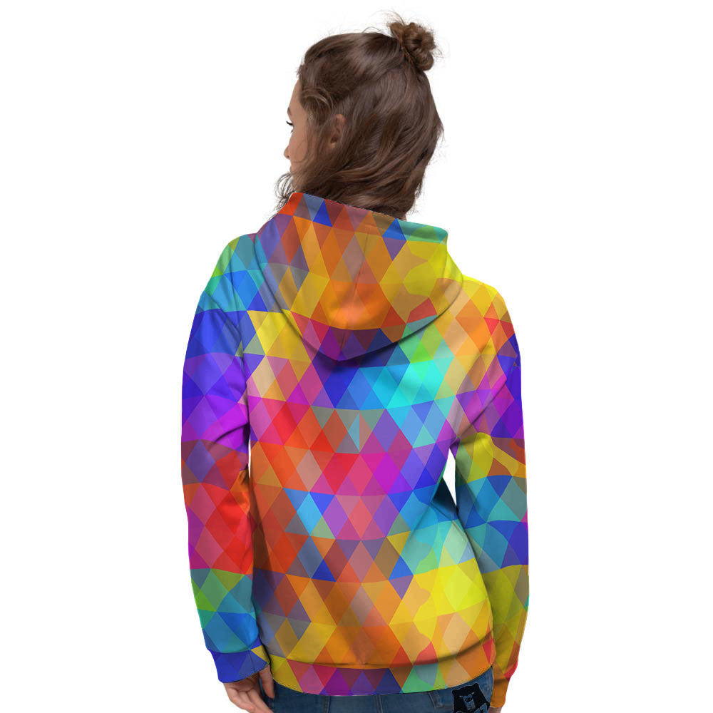 Rainbow Geometric Print Pattern Women's Hoodie-grizzshop