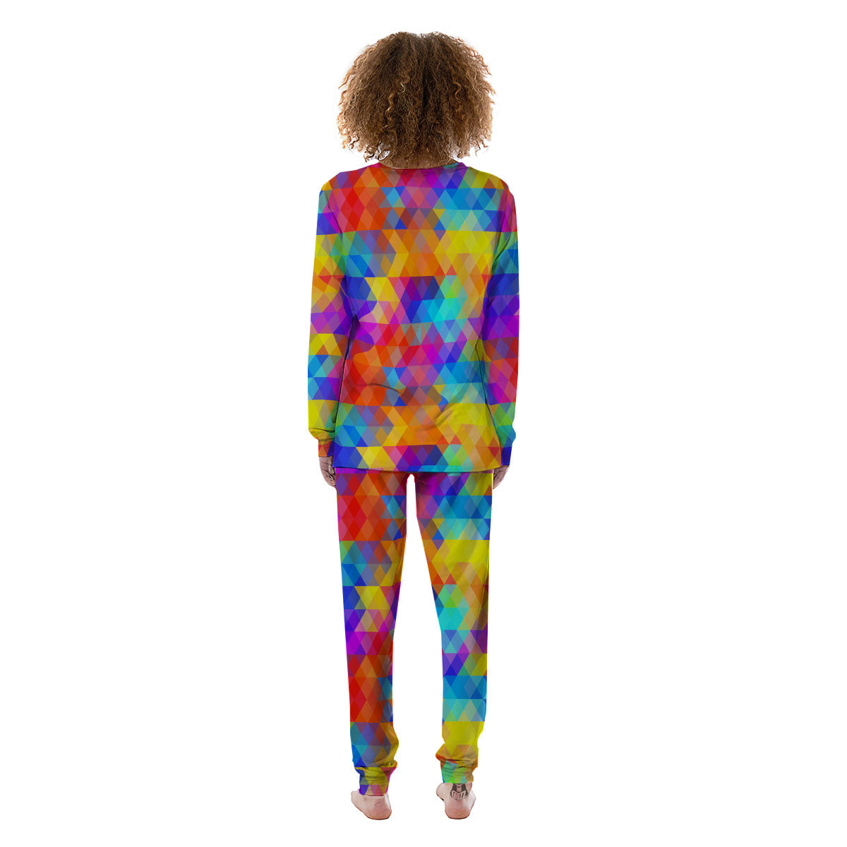 Rainbow Geometric Print Pattern Women's Pajamas-grizzshop