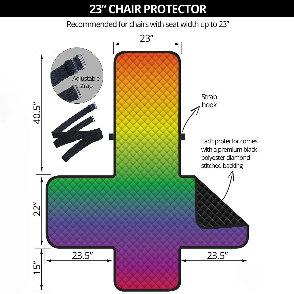 Rainbow Gradient LGBT Pride Print Armchair Protector-grizzshop