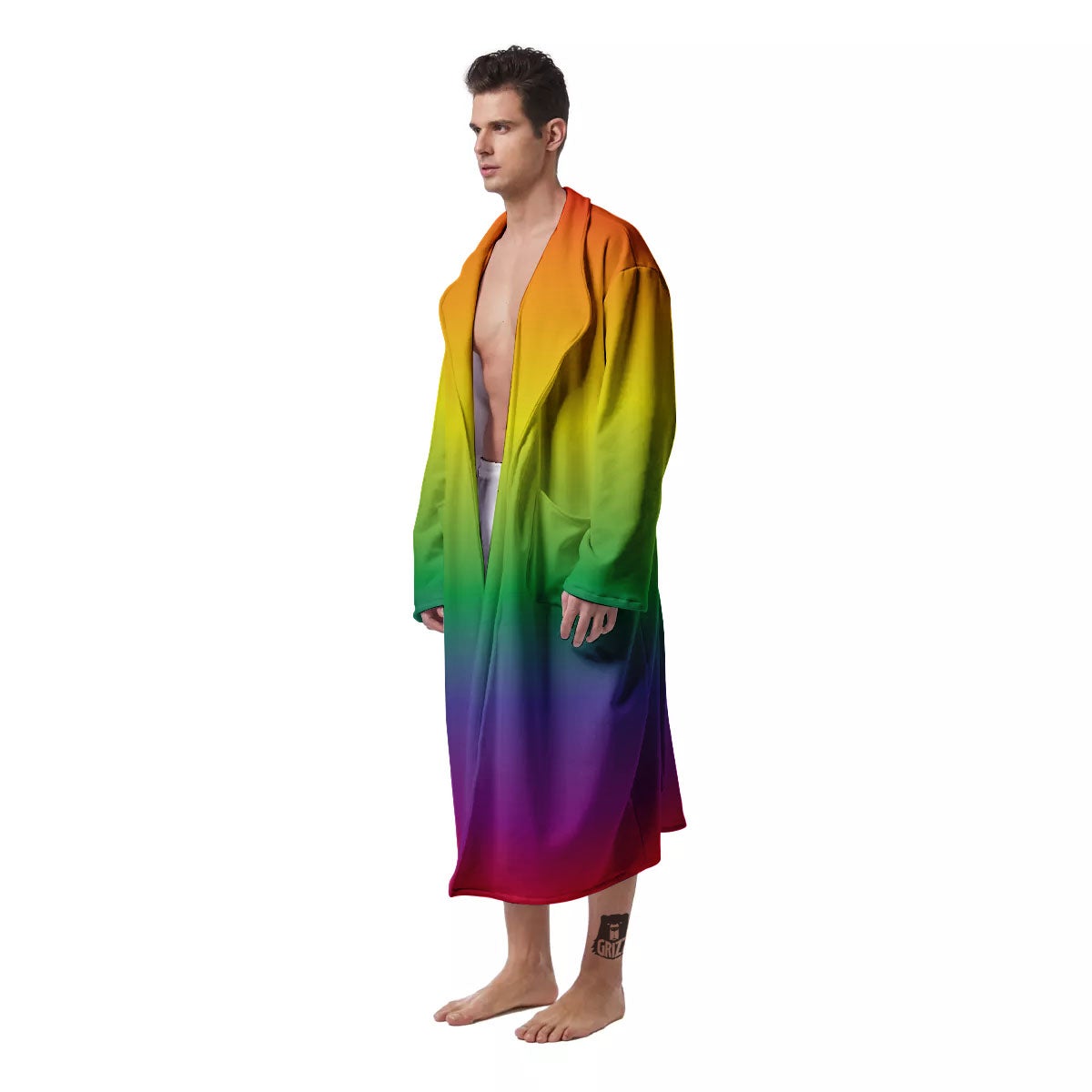 Rainbow Gradient LGBT Pride Print Men's Robe-grizzshop