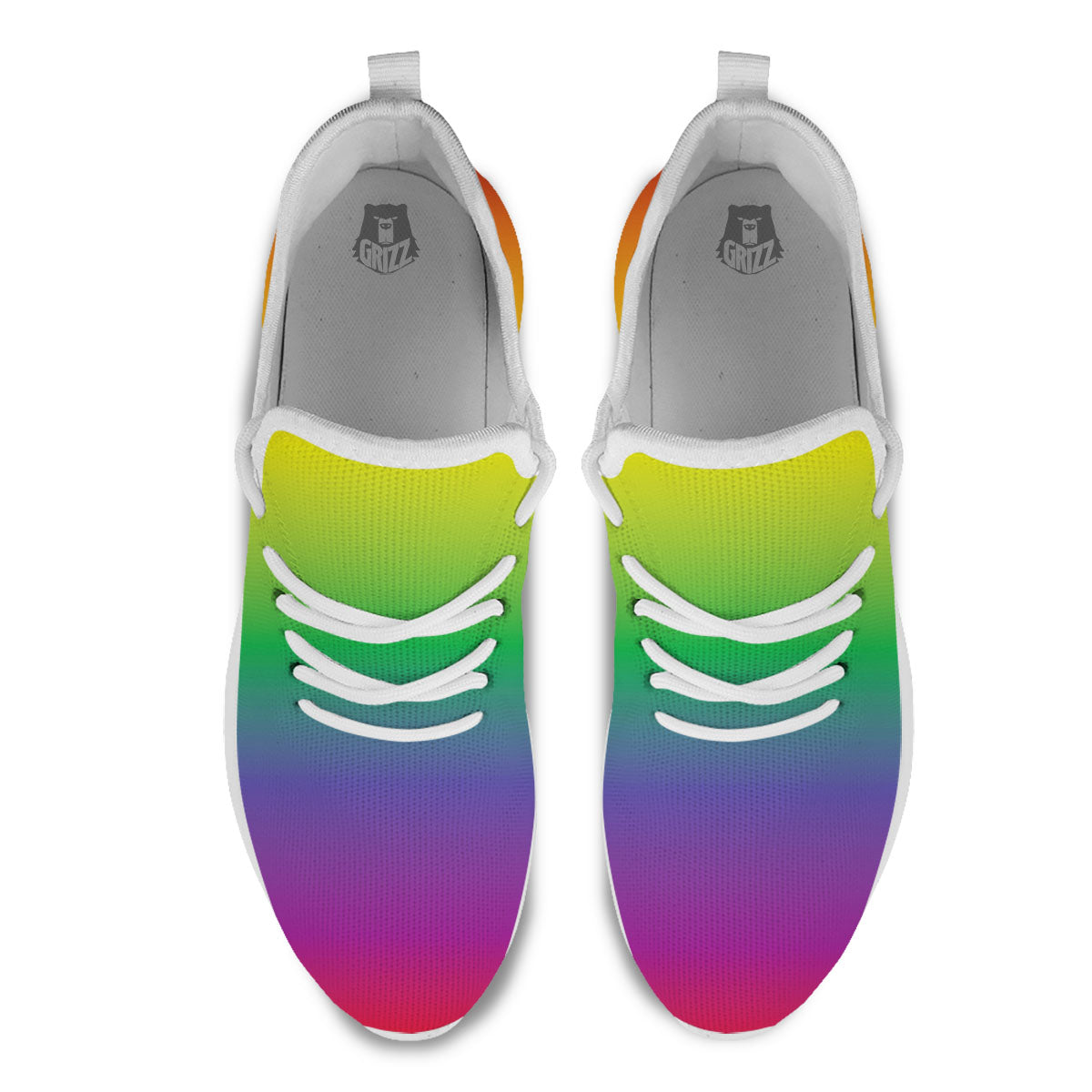 Rainbow Gradient LGBT Pride Print White Athletic Shoes-grizzshop