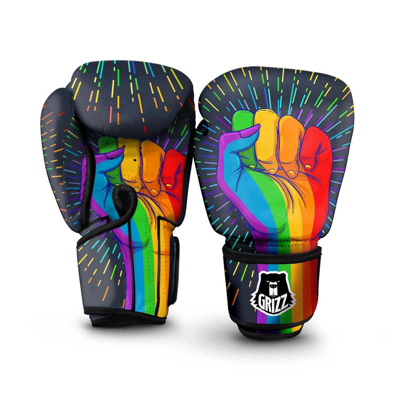 Rainbow Hand LGBT Pride Print Boxing Gloves-grizzshop