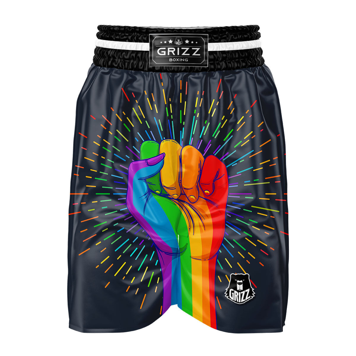 Rainbow Hand LGBT Pride Print Boxing Shorts-grizzshop