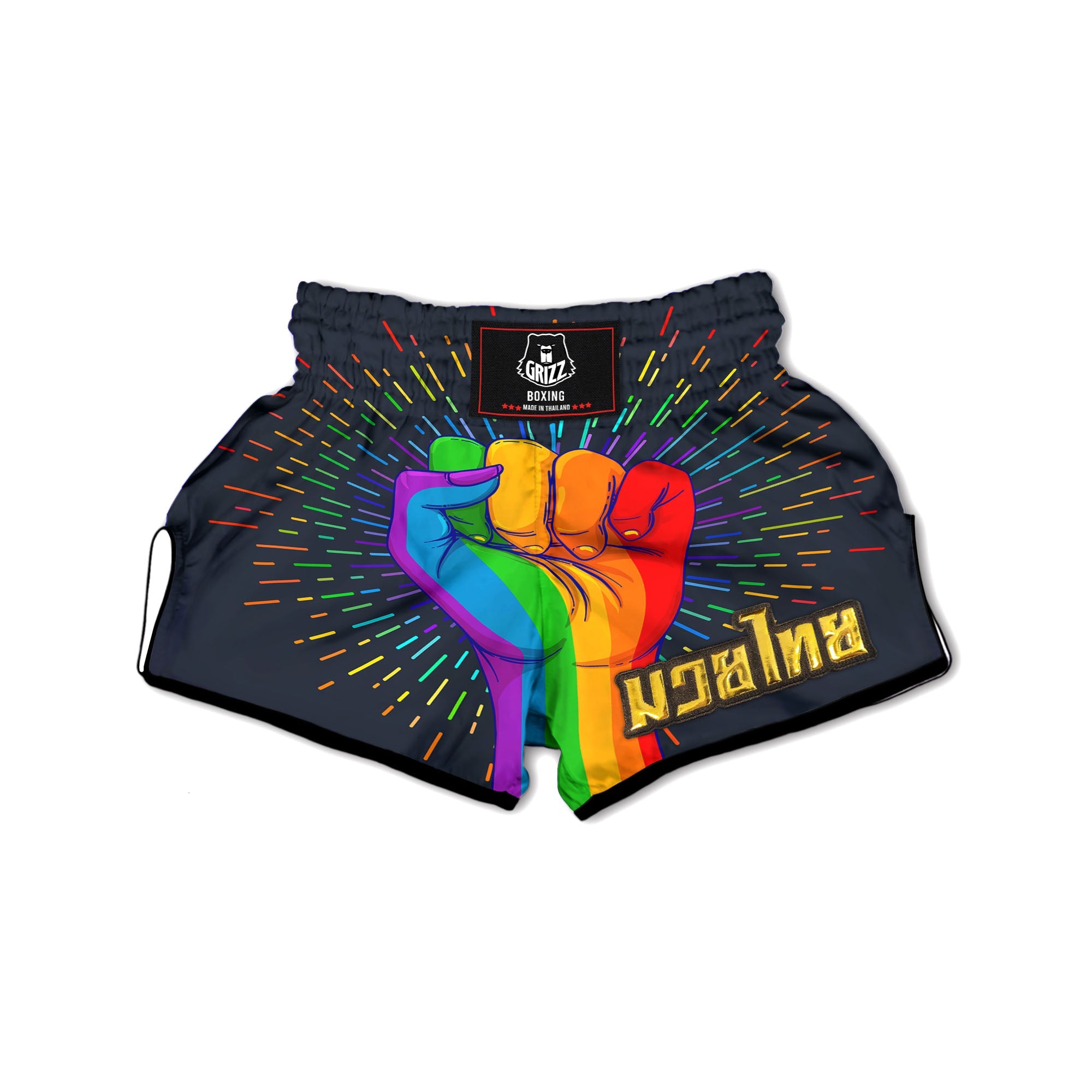 Rainbow Hand LGBT Pride Print Muay Thai Boxing Shorts-grizzshop