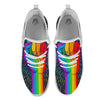 Rainbow Hand LGBT Pride Print White Athletic Shoes-grizzshop