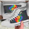 Rainbow Hand LGBT Pride Print White High Top Shoes-grizzshop