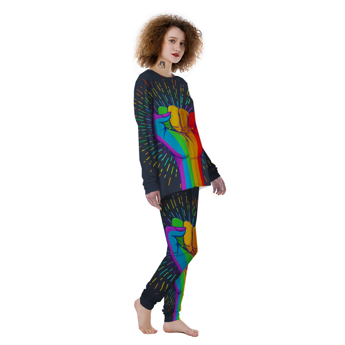 Rainbow Hand LGBT Pride Print Women's Pajamas-grizzshop