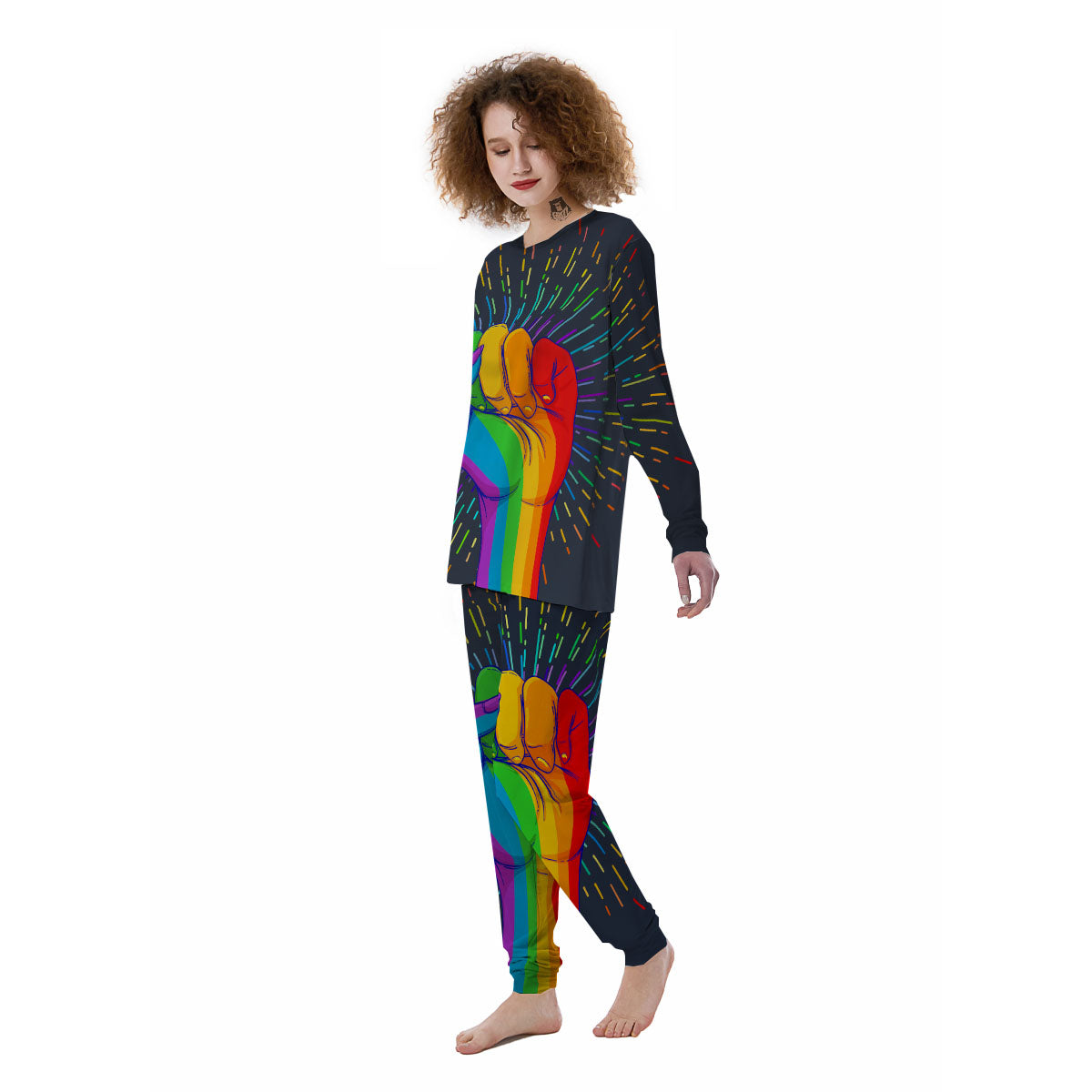 Rainbow Hand LGBT Pride Print Women's Pajamas-grizzshop