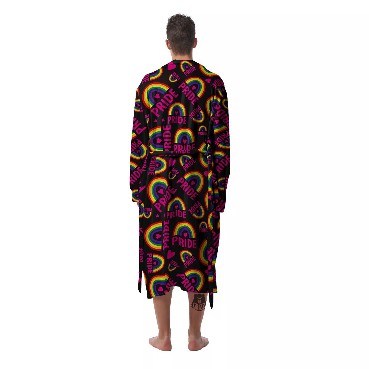 Rainbow Heart LGBT Pride Print Pattern Men's Robe-grizzshop