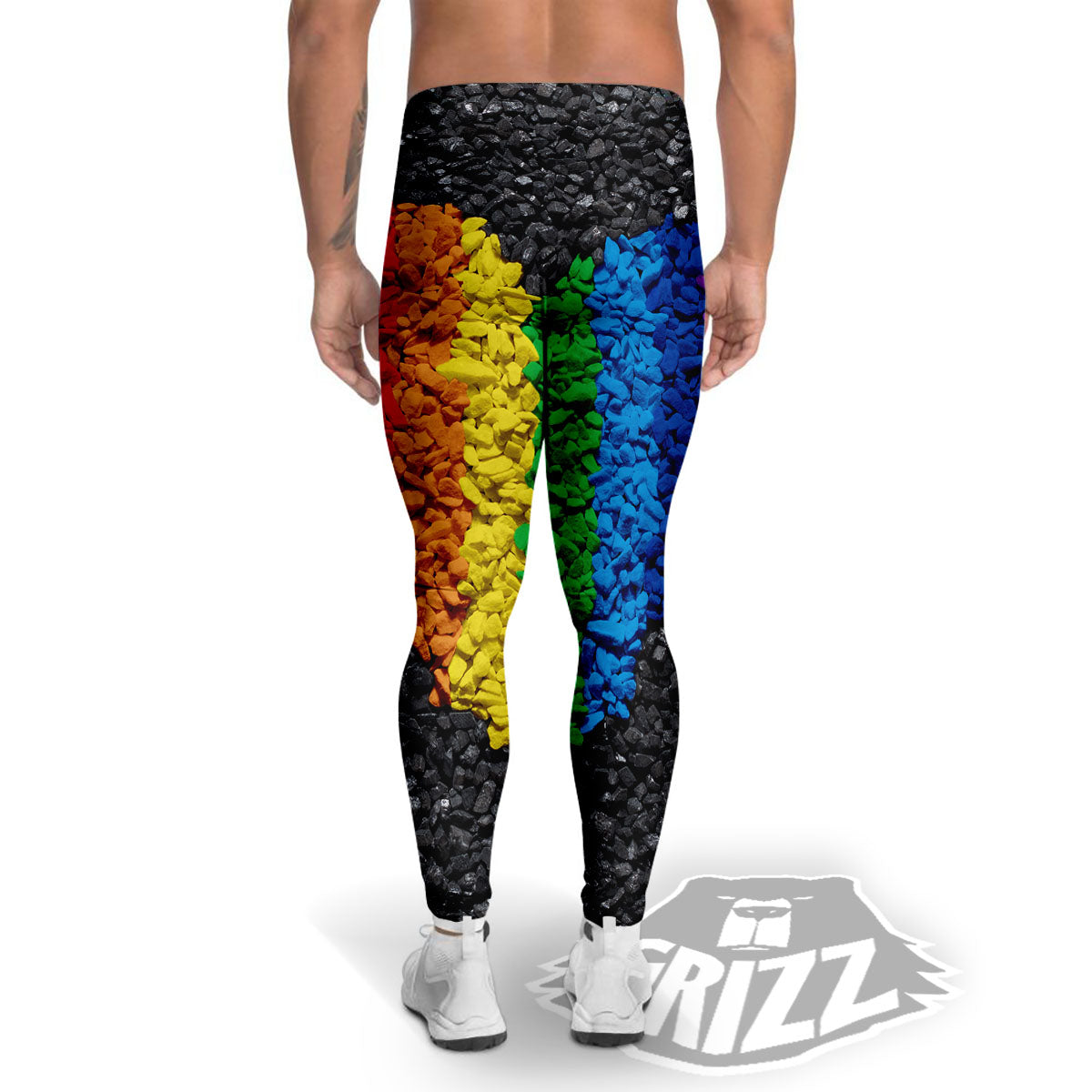 Rainbow Heart Stones LGBT Pride Print Men's Leggings-grizzshop