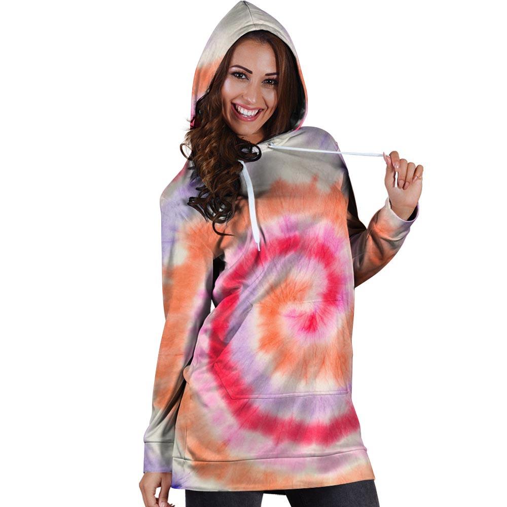 Rainbow Hippie Tie Dye Hoodie Dress-grizzshop