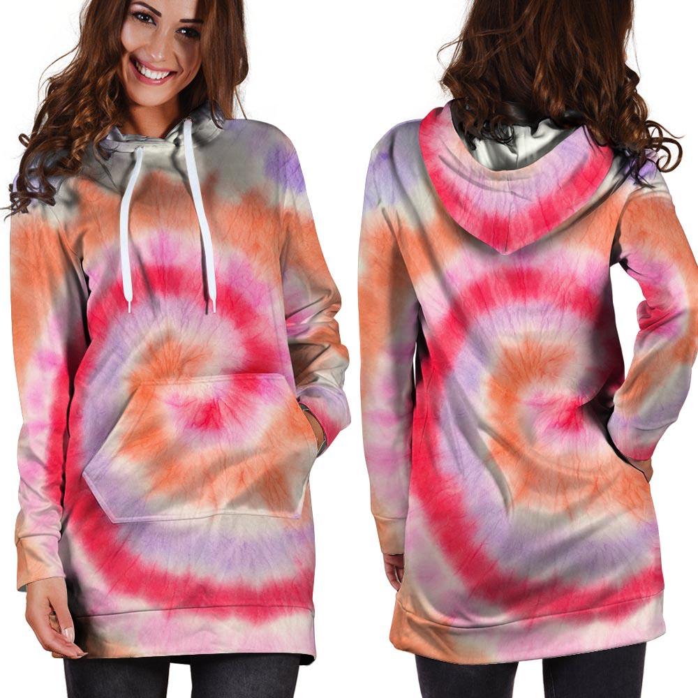 Rainbow Hippie Tie Dye Hoodie Dress-grizzshop