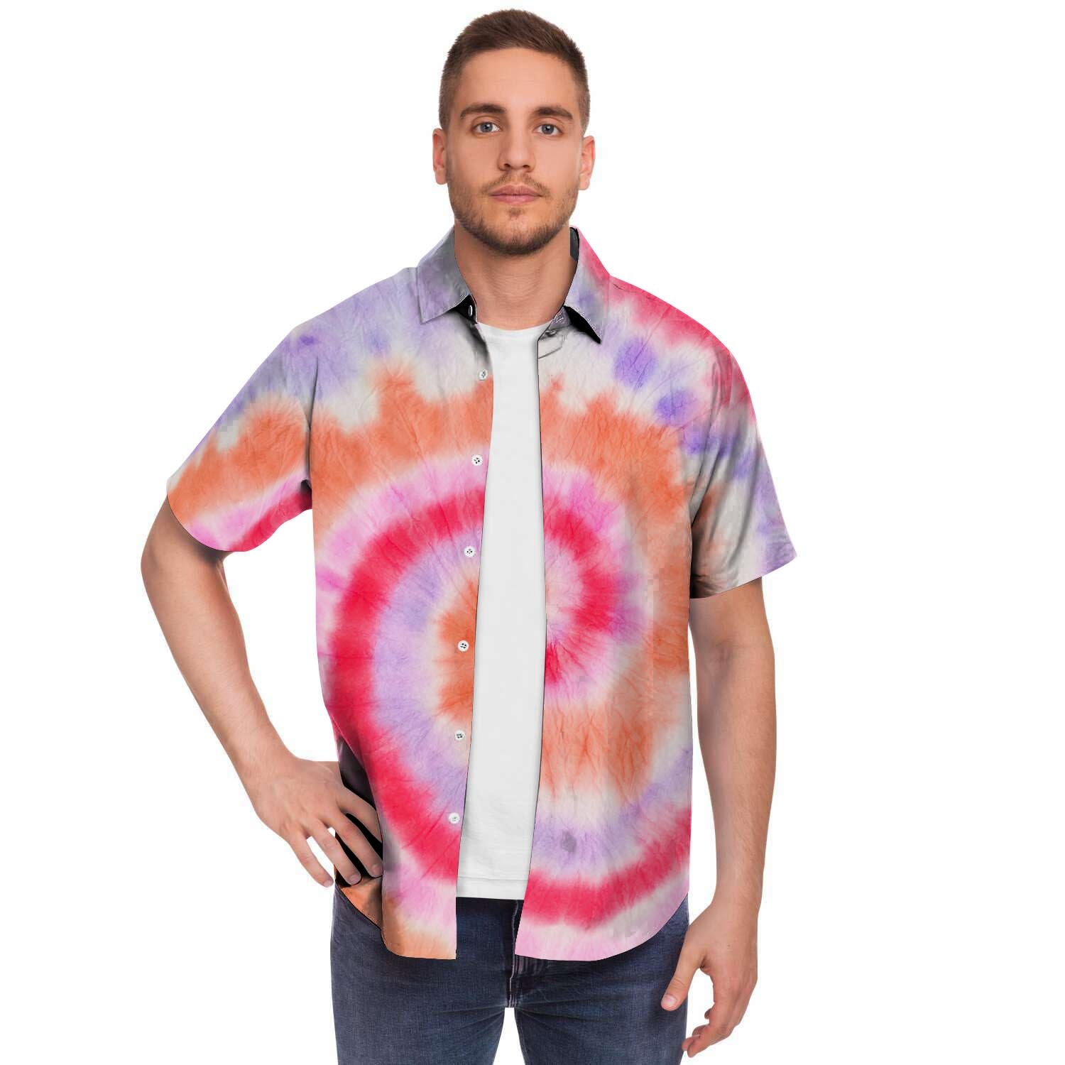 Rainbow Hippie Tie Dye Men's Short Sleeve Shirt-grizzshop