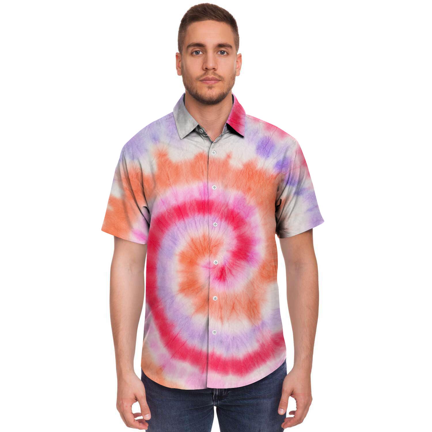 Rainbow Hippie Tie Dye Men's Short Sleeve Shirt-grizzshop