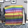 Rainbow Houndstooth Print Blanket-grizzshop