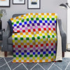 Rainbow LGBT Checkered Flag Print Blanket-grizzshop