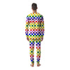 Rainbow LGBT Checkered Flag Print Men's Pajamas-grizzshop