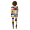 Rainbow LGBT Checkered Flag Print Women's Pajamas-grizzshop