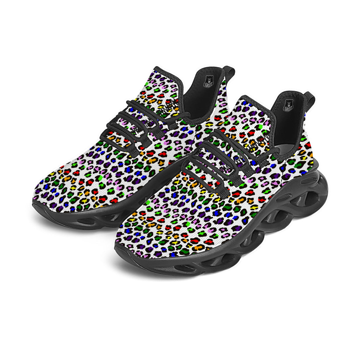 Rainbow LGBT Leopard Print Pattern Black Running Shoes-grizzshop