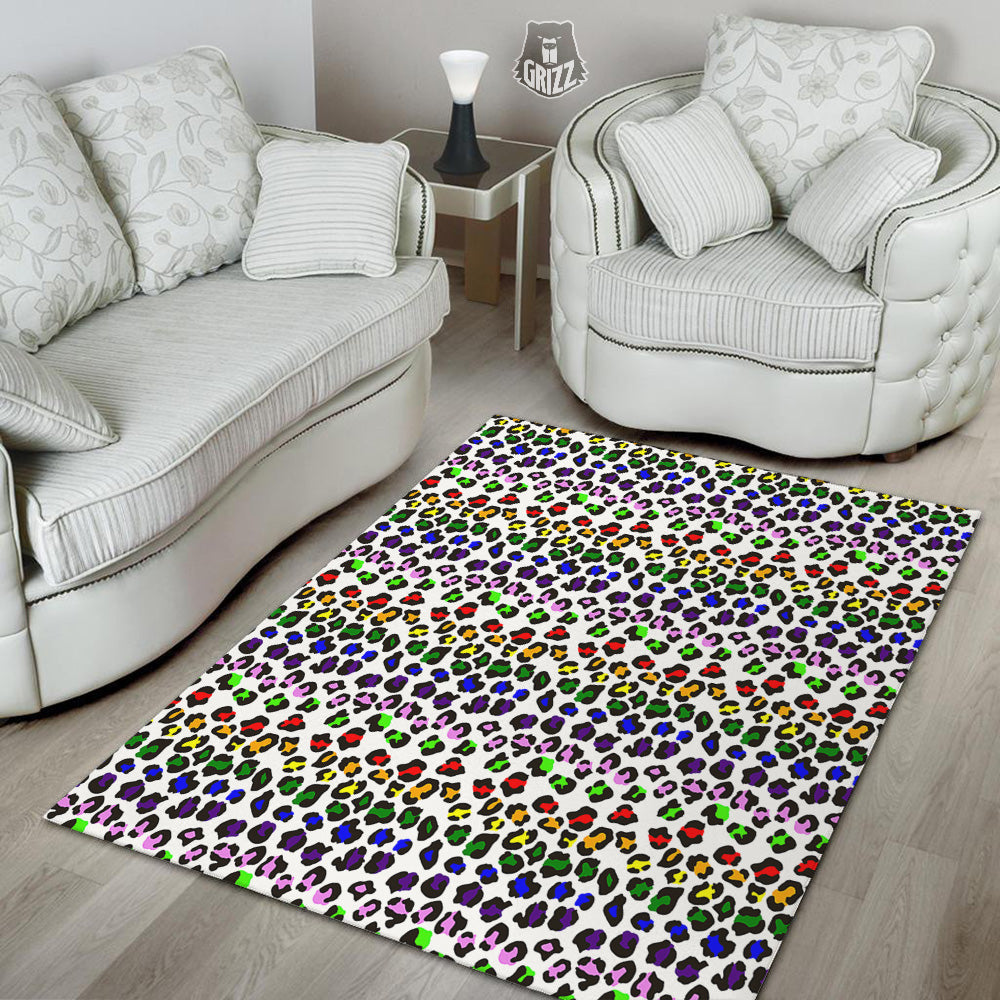 Rainbow LGBT Leopard Print Pattern Floor Mat-grizzshop