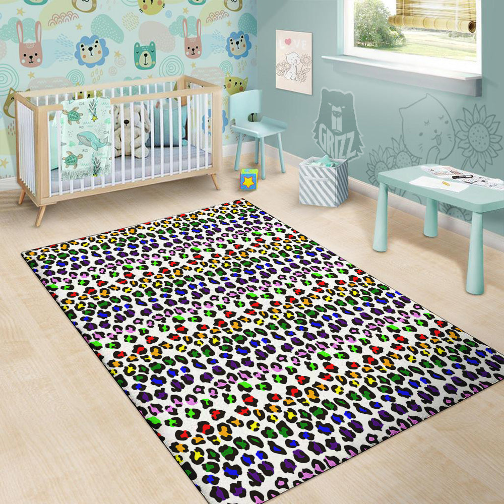 Rainbow LGBT Leopard Print Pattern Floor Mat-grizzshop