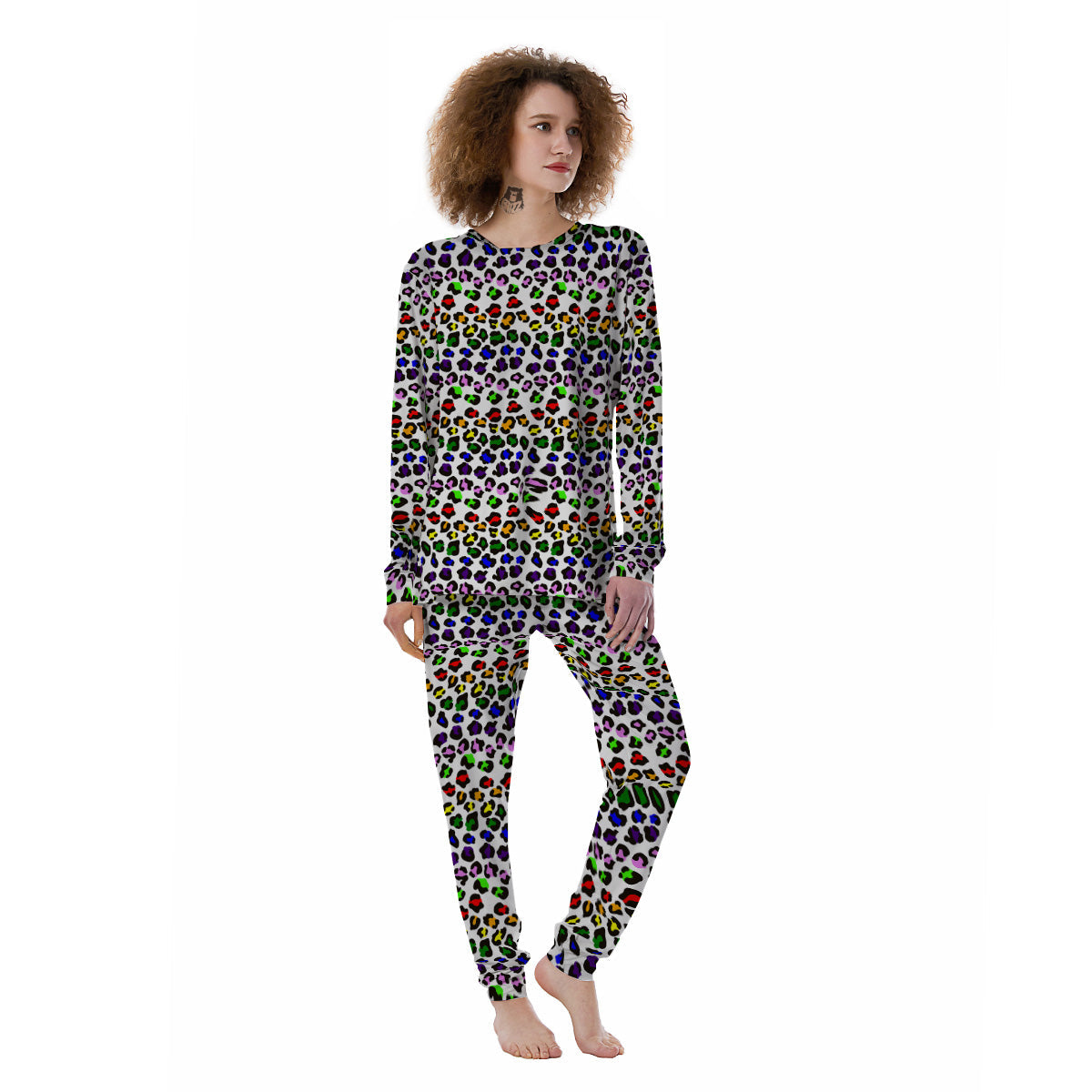 Rainbow LGBT Leopard Print Pattern Women's Pajamas-grizzshop