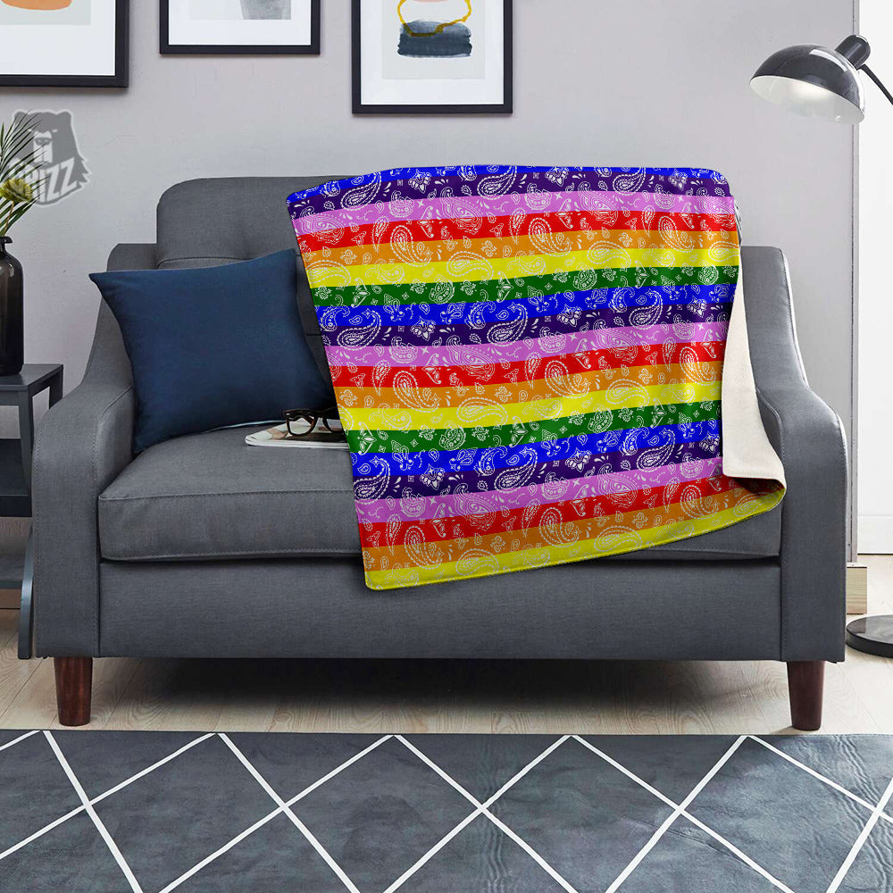 Rainbow LGBT Paisley Bandana Print Blanket-grizzshop