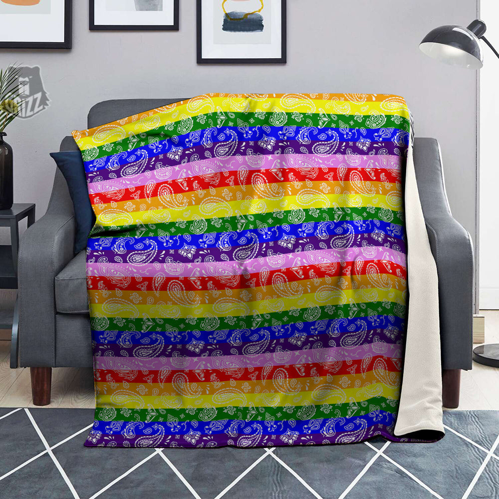 Rainbow LGBT Paisley Bandana Print Blanket-grizzshop