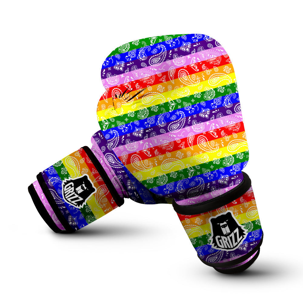 Rainbow LGBT Paisley Bandana Print Boxing Gloves-grizzshop