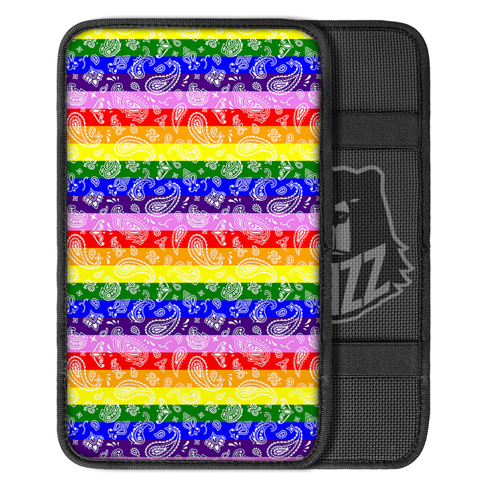 Rainbow LGBT Paisley Bandana Print Car Center Console Cover-grizzshop