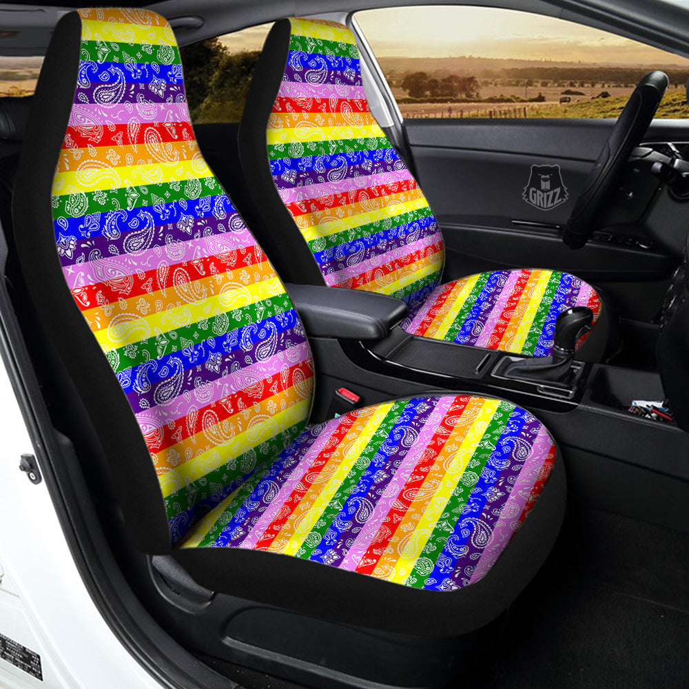 Rainbow LGBT Paisley Bandana Print Car Seat Covers-grizzshop