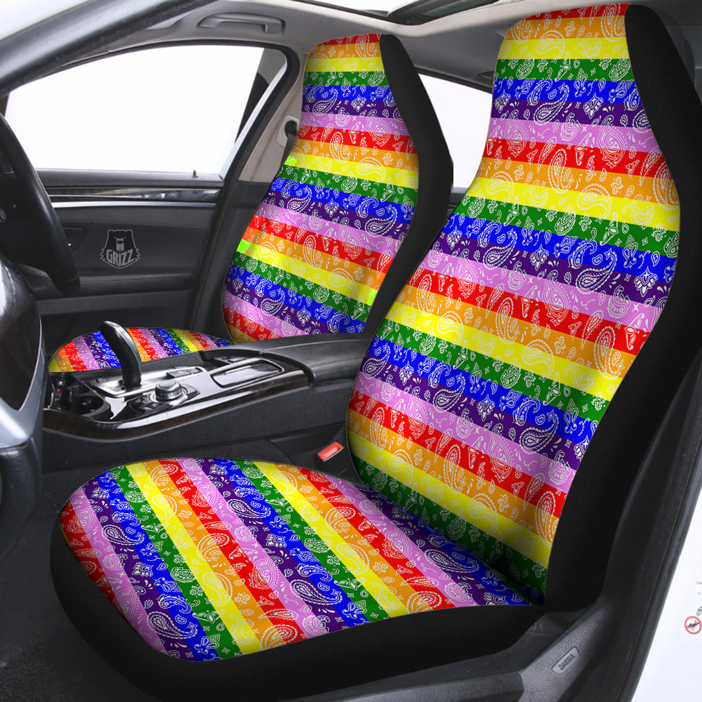 Rainbow LGBT Paisley Bandana Print Car Seat Covers-grizzshop