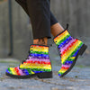 Rainbow LGBT Paisley Bandana Print Leather Boots-grizzshop