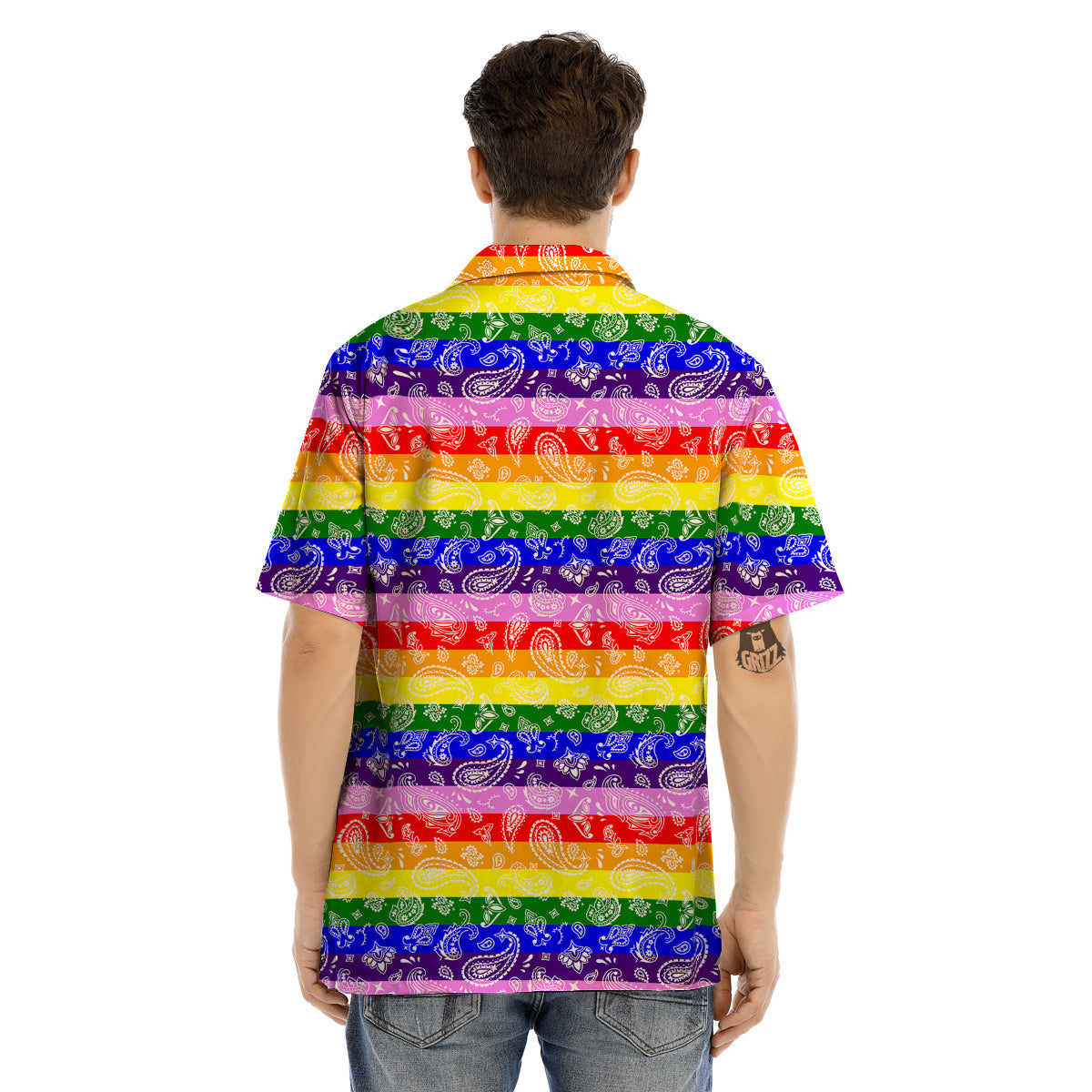 Rainbow LGBT Paisley Bandana Print Men’s Hawaiian Shirt-grizzshop