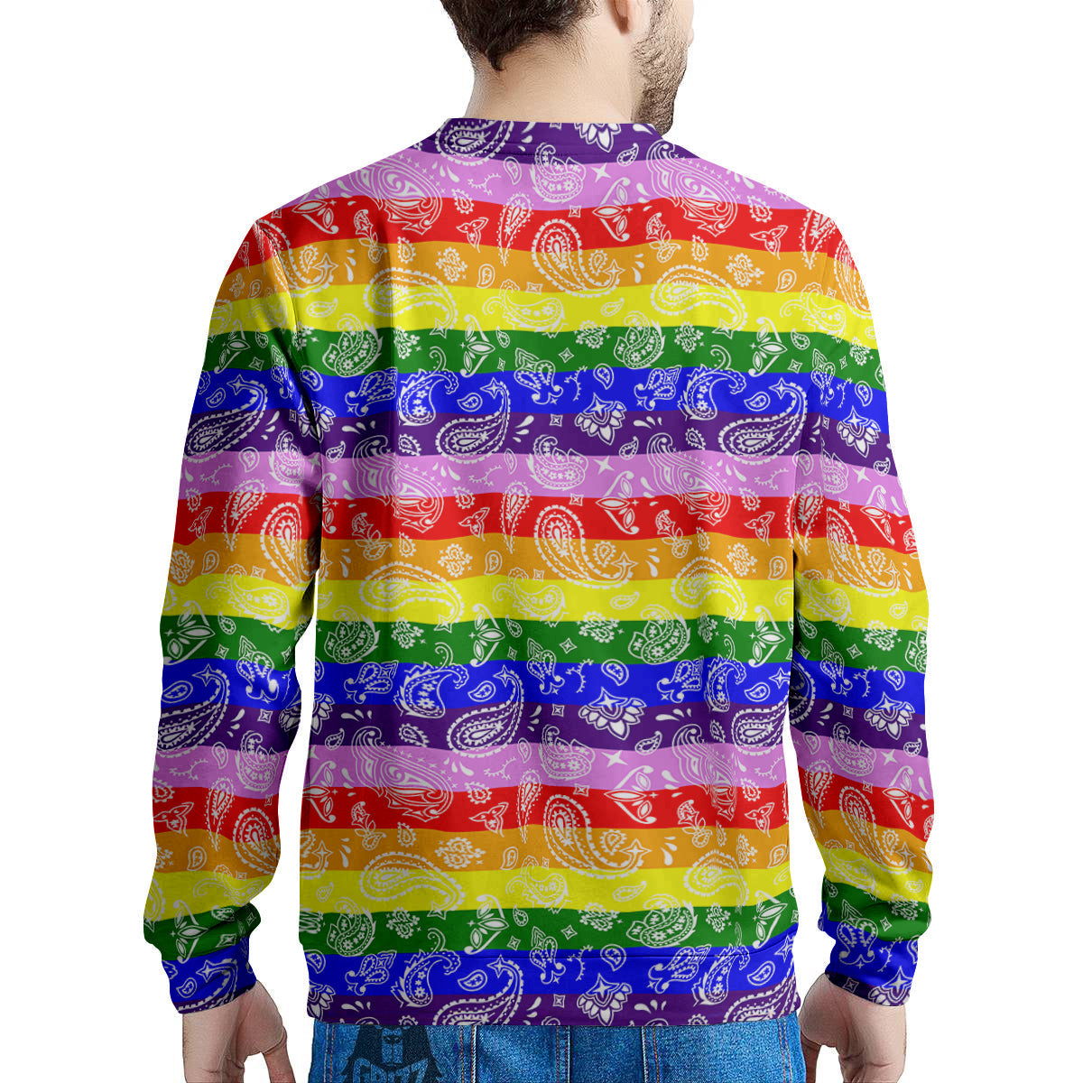 Rainbow LGBT Paisley Bandana Print Men's Sweatshirt-grizzshop