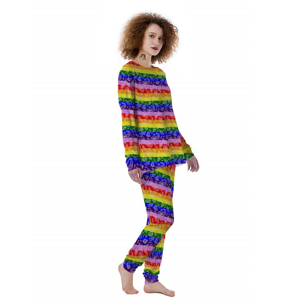 Rainbow LGBT Paisley Bandana Print Women's Pajamas-grizzshop