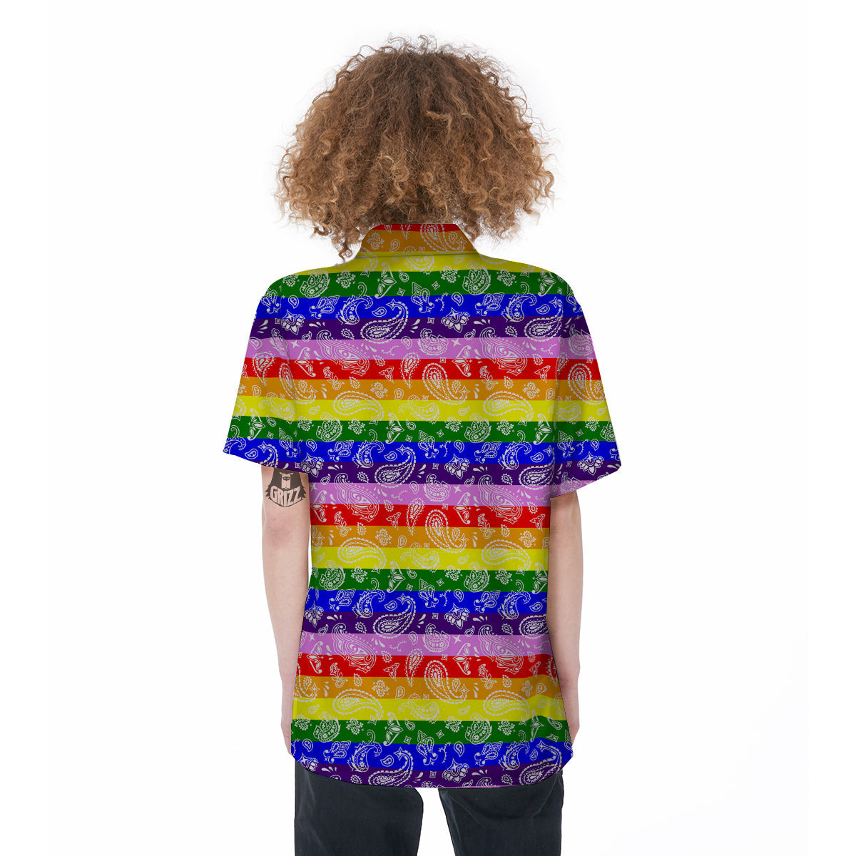 Rainbow LGBT Paisley Bandana Print Women's Short Sleeve Shirts-grizzshop