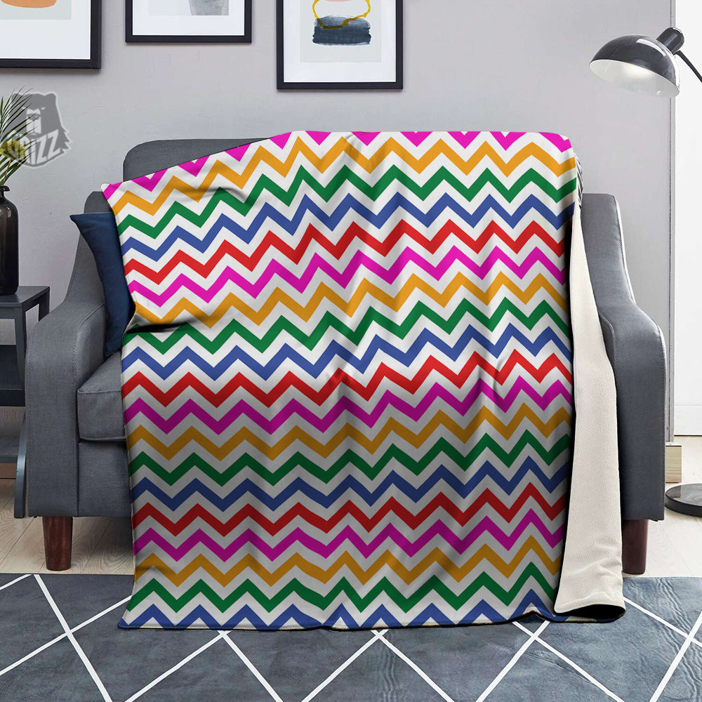 Rainbow LGBT Zigzag Print Pattern Blanket-grizzshop