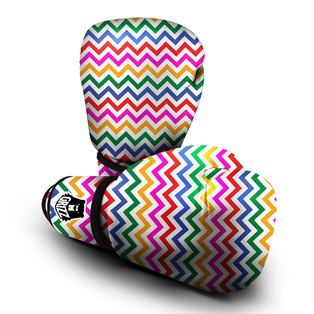 Rainbow LGBT Zigzag Print Pattern Boxing Gloves-grizzshop