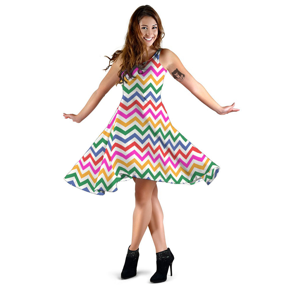 Rainbow LGBT Zigzag Print Pattern Dress-grizzshop