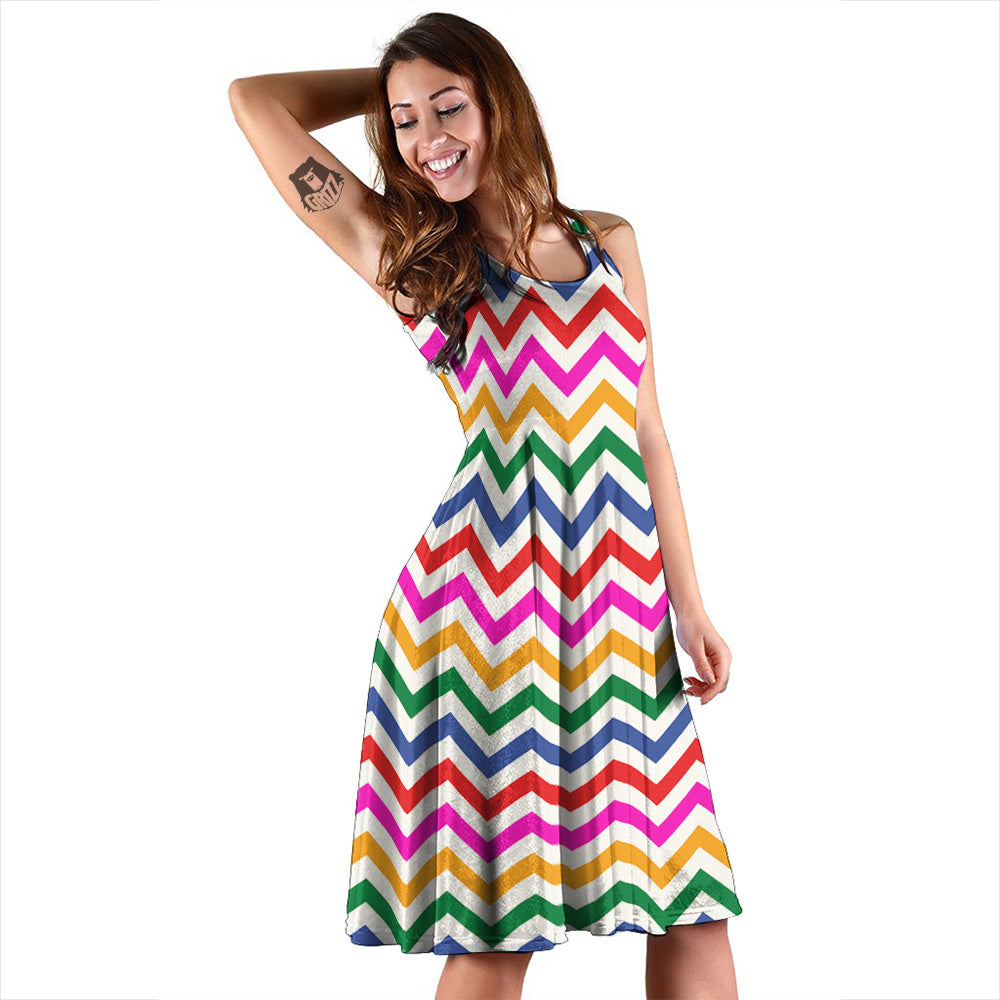 Rainbow LGBT Zigzag Print Pattern Dress-grizzshop