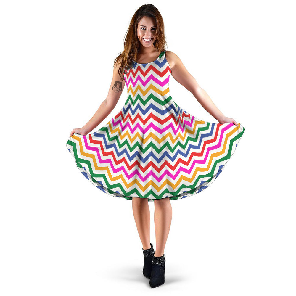 Rainbow LGBT Zigzag Print Pattern Dress-grizzshop