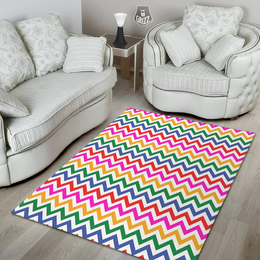 Rainbow LGBT Zigzag Print Pattern Floor Mat-grizzshop